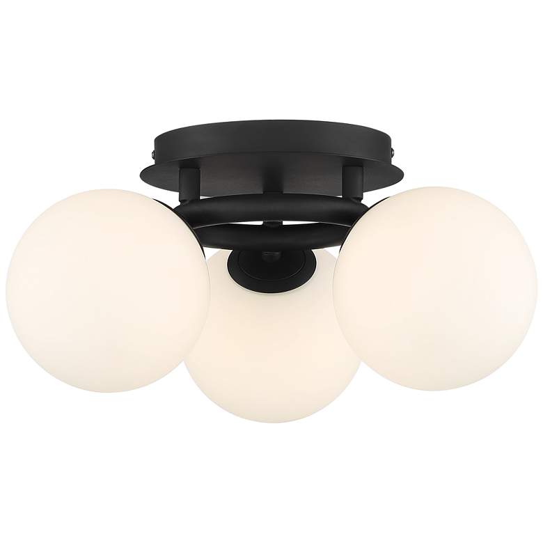 Image 4 Possini Euro Jevan 18 inch Wide Black Finish Modern 3-Light Ceiling Light more views