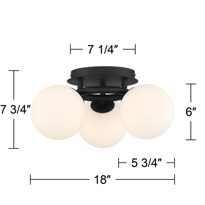 Image 6 Possini Euro Jevan 18" Wide Black Finish Modern 3-Light Ceiling Light more views