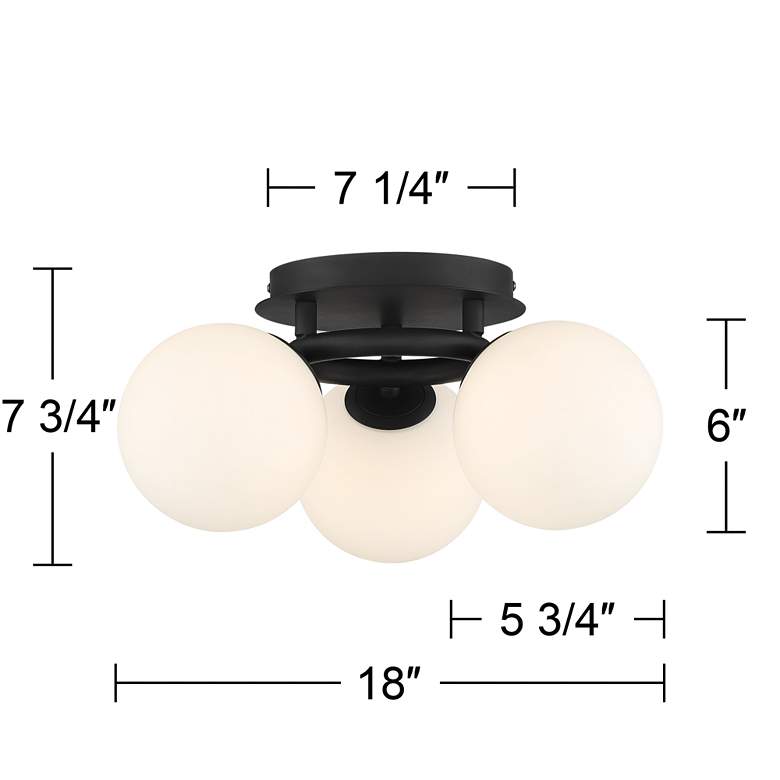 Image 6 Possini Euro Jevan 18 inch Wide Black Finish Modern 3-Light Ceiling Light more views