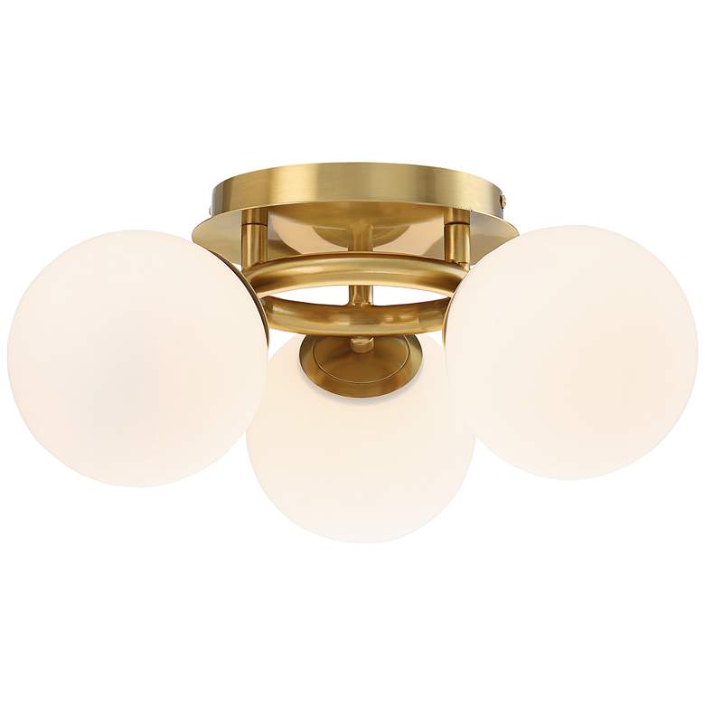 Image 3 Possini Euro Jevan 18" Wide Brass Globe 3-Light Ceiling Light