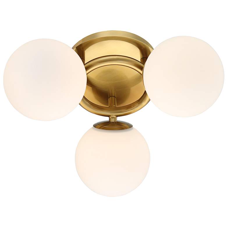 Image 5 Possini Euro Jevan 18 inch Wide Brass Globe 3-Light Ceiling Light more views