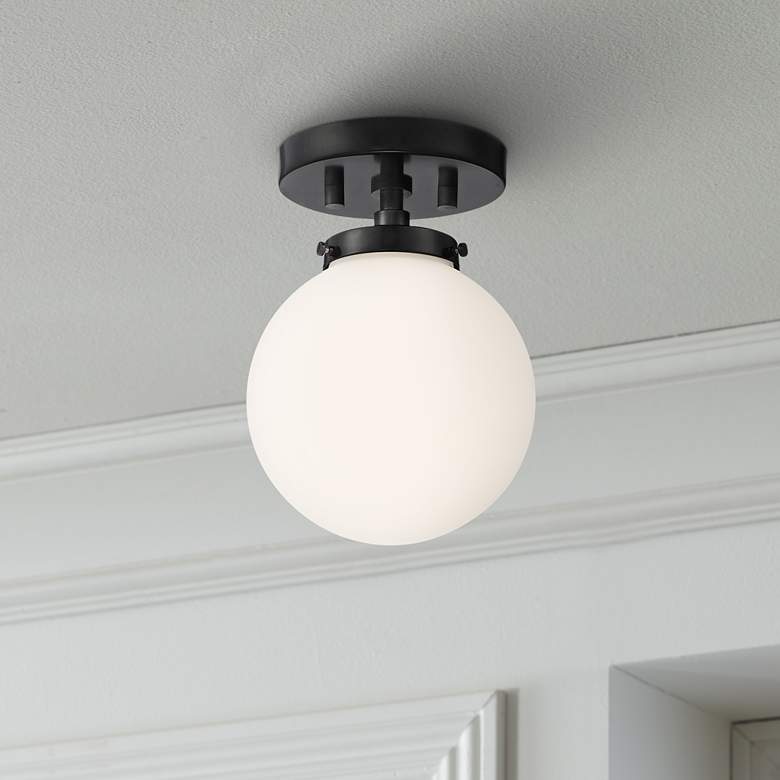 Image 1 Possini Euro Jilly 6 3/4 inch Wide Black Ceiling Light