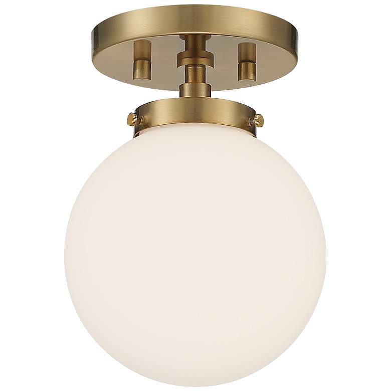 Image 2 Possini Euro Jilly 6 3/4 inch Wide Warm Antique Brass Ceiling Light