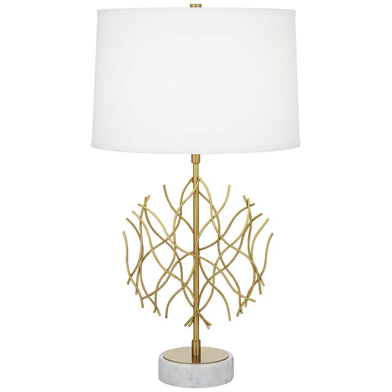 Image 1 Possini Euro Johan 30 1/2 inch Modern Gold and White Marble Table Lamp