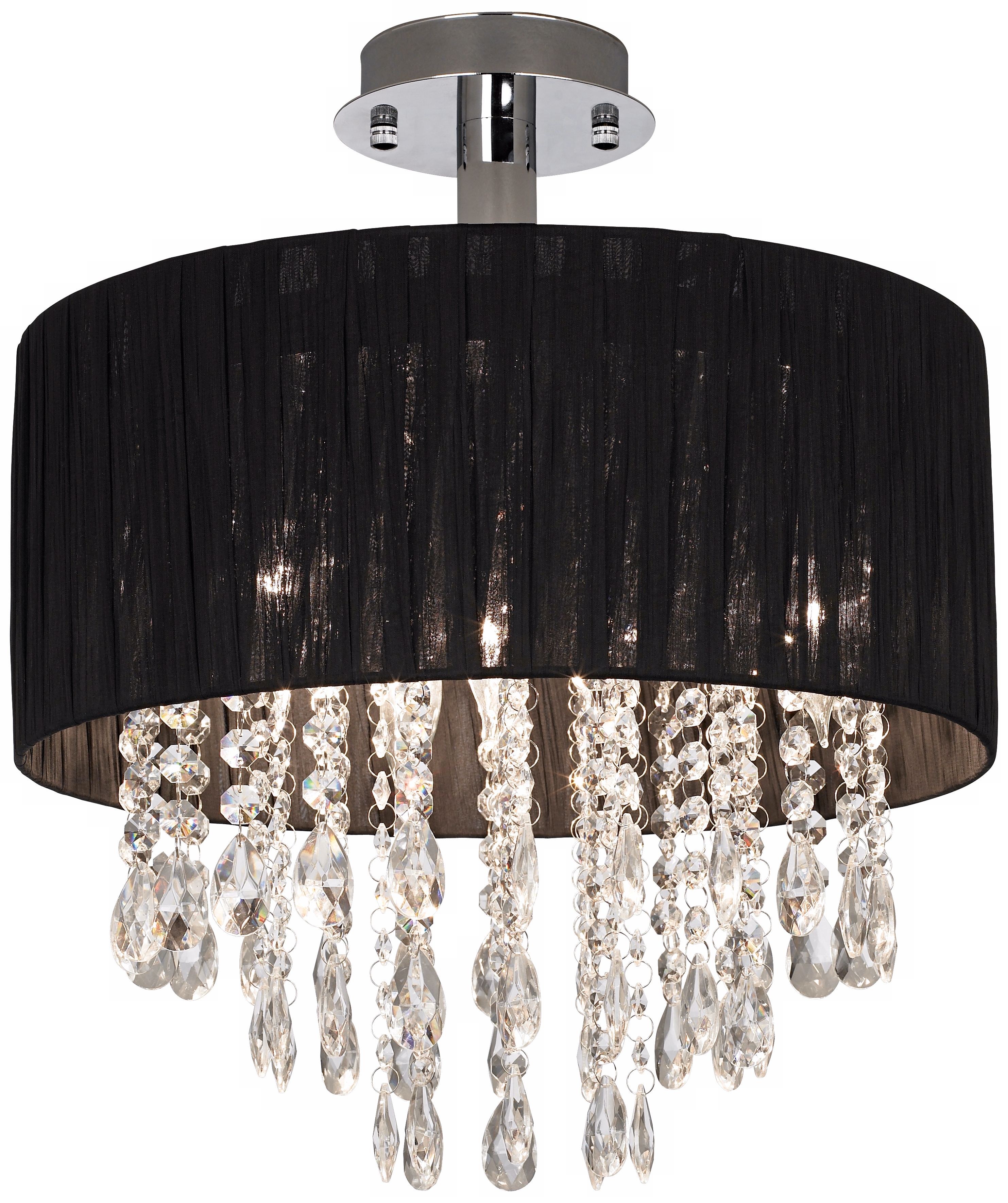 Possini Euro Jolie 15" Wide Black and Crystal Ceiling Light