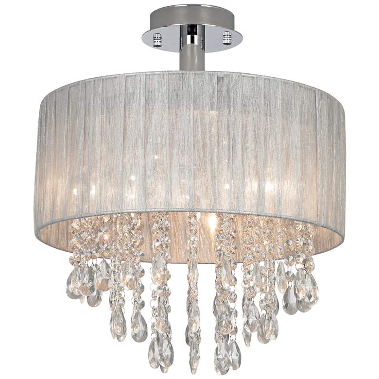 Possini Euro Jolie 15&quot; Wide Silver and Crystal Ceiling Light