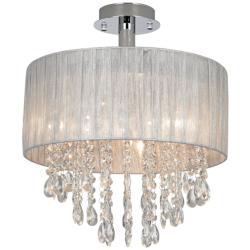 Possini Euro Jolie 15&quot; Wide Silver and Crystal Ceiling Light