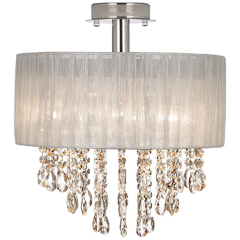 Possini Euro Jolie 15&quot; Wide Silver and Crystal Ceiling Light more views