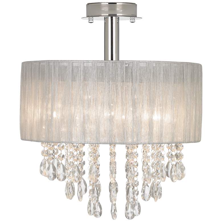 Possini Euro Jolie 15&quot; Wide Silver and Crystal Ceiling Light more views