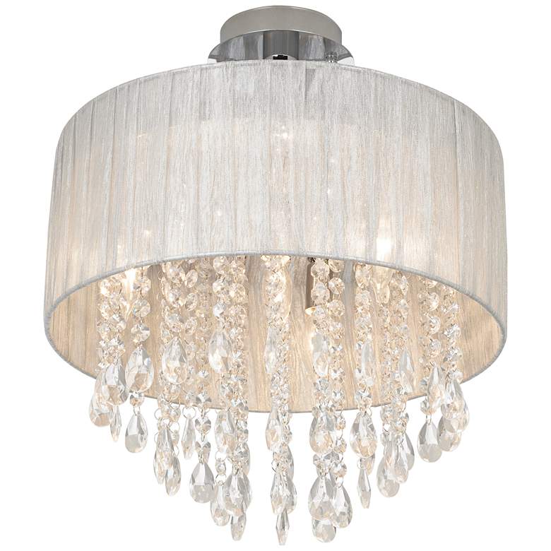 Image 6 Possini Euro Jolie 15 inch Wide Silver and Crystal Ceiling Light more views
