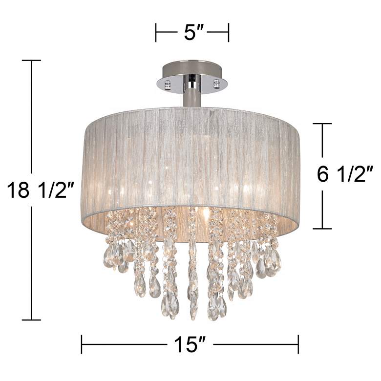 Image 7 Possini Euro Jolie 15 inch Wide Silver and Crystal Ceiling Light more views