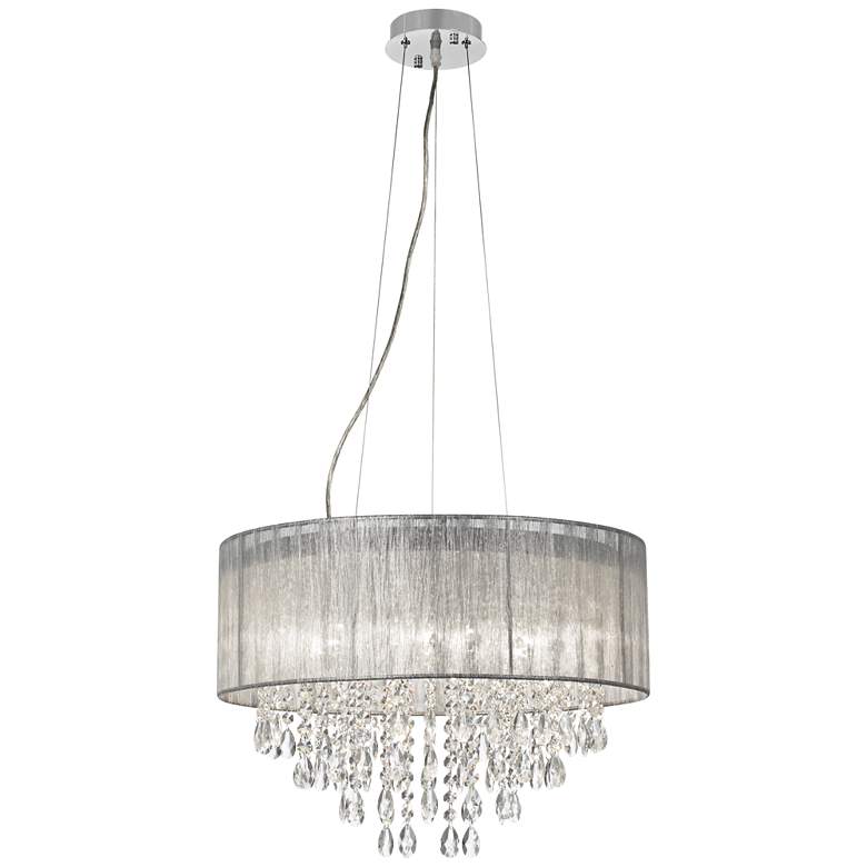 Possini Euro Jolie 20&quot; Wide Silver Fabric Crystal Chandelier more views