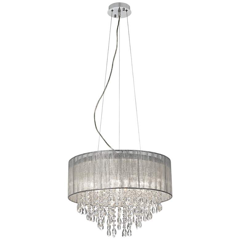 Image 7 Possini Euro Jolie 20 inch Wide Silver Fabric Crystal Chandelier more views