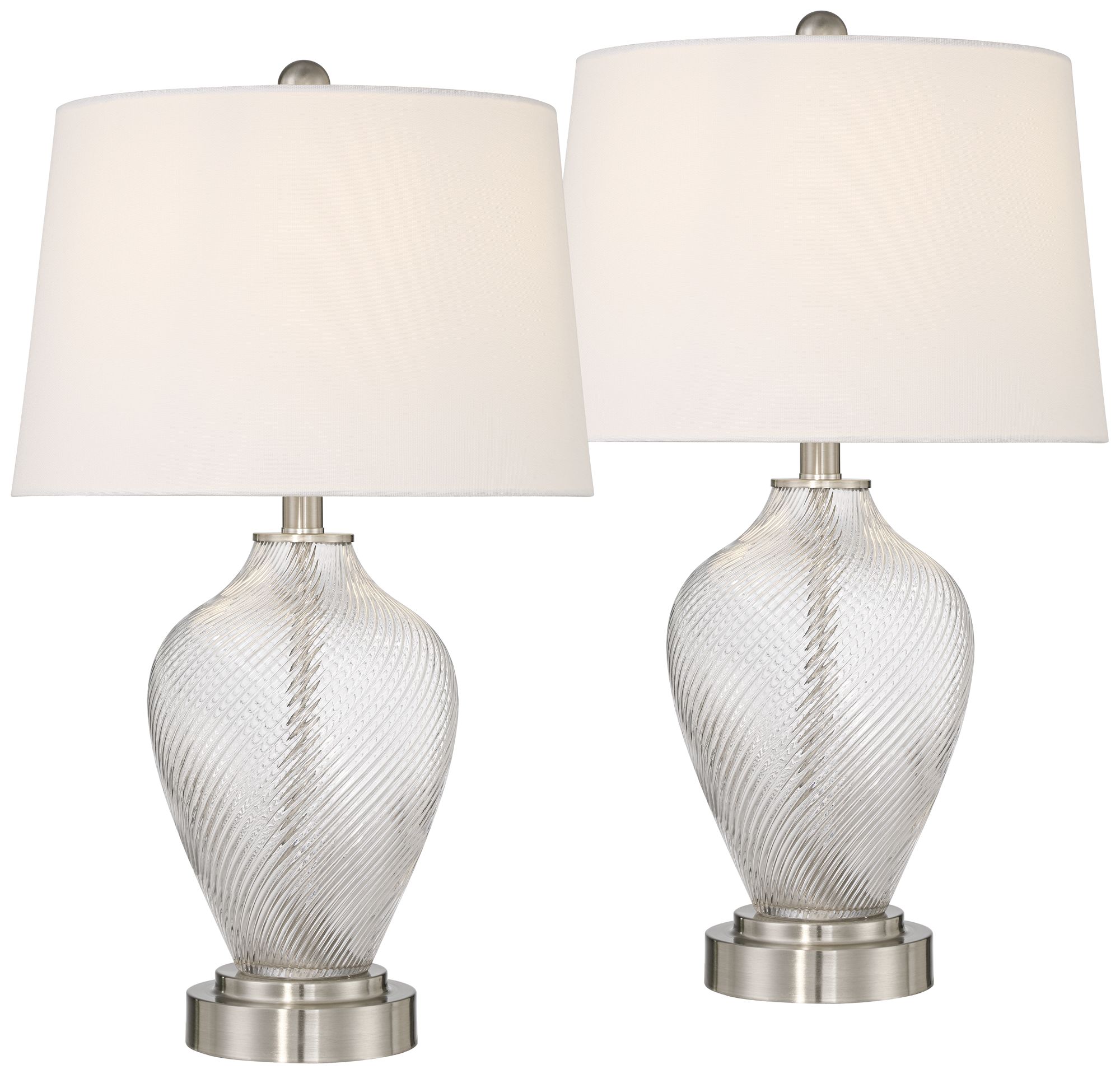 Image 2 Possini Euro Jordan 24" High Clear Swirl Glass USB Table Lamp 2 Set