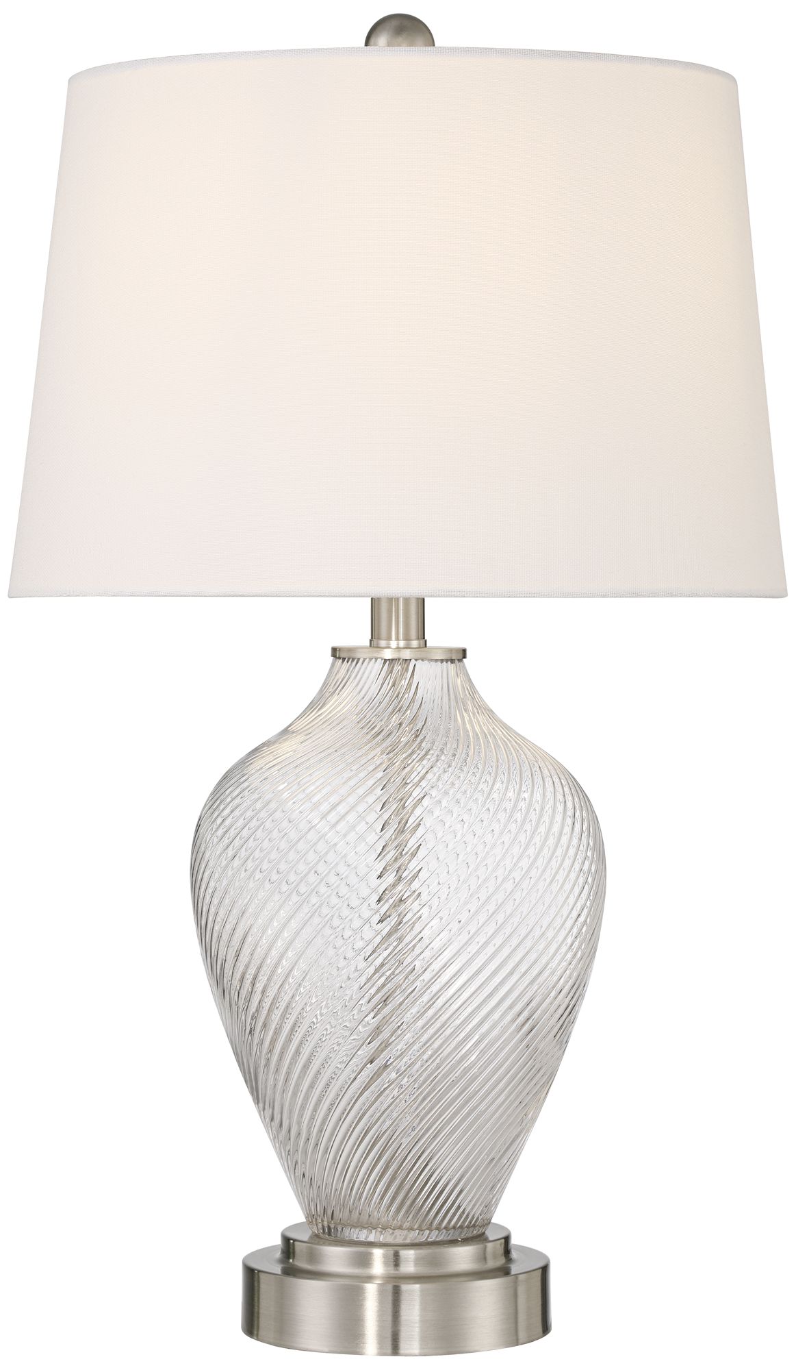 Possini Euro Jordan 24" High Clear Swirl Glass USB Table Lamp 2 Set