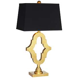 Image2 of Possini Euro Judith 28 3/4" Open Keyhole Black and Gold Table Lamp