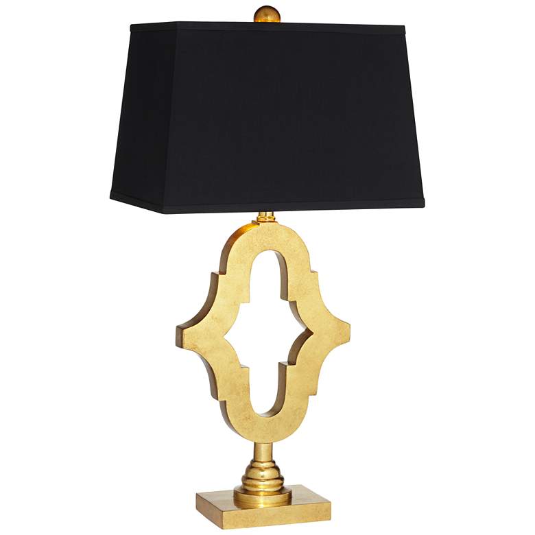 Image 2 Possini Euro Judith 28 3/4" Open Keyhole Black and Gold Table Lamp