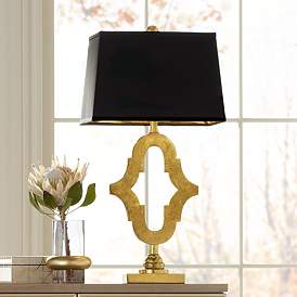 Image1 of Possini Euro Judith 28 3/4" Open Keyhole Black and Gold Table Lamp