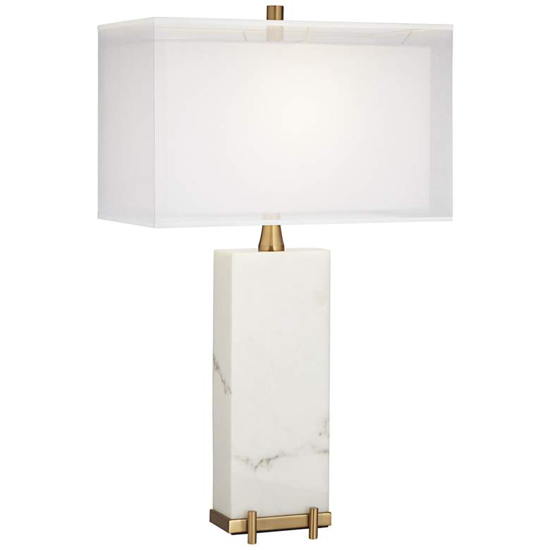 Image 2 Possini Euro Jules 30 1/2 inch Faux Marble Double Shade Modern Table Lamp