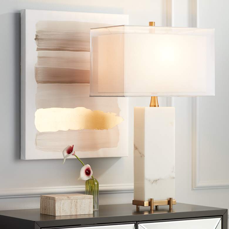 Image 1 Possini Euro Jules 30 1/2" Faux Marble Double Shade Modern Table Lamp