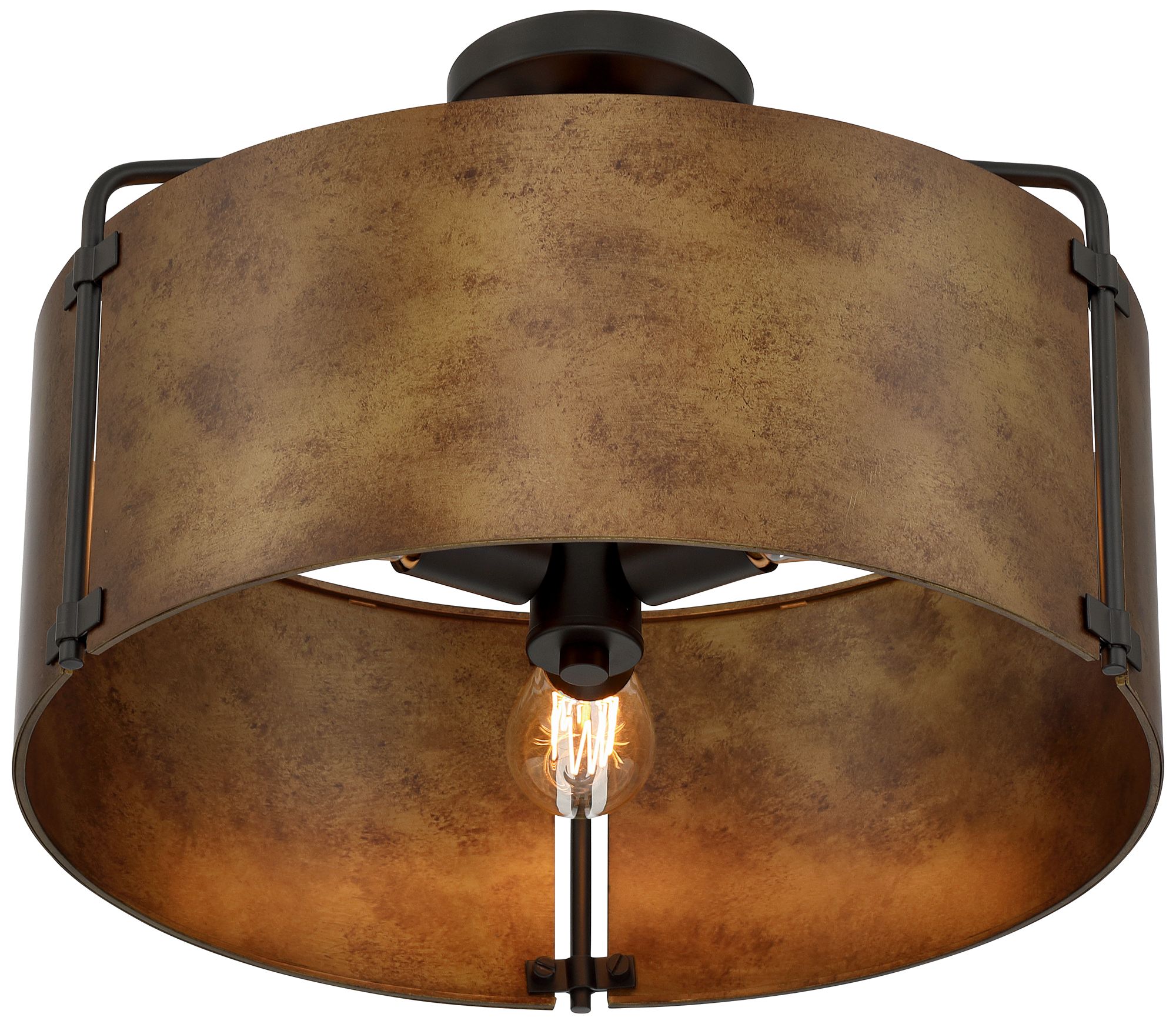 Image 7 Possini Euro Julian 18" Wide Rustic Bronze Drum 3-Light Ceiling Light more views