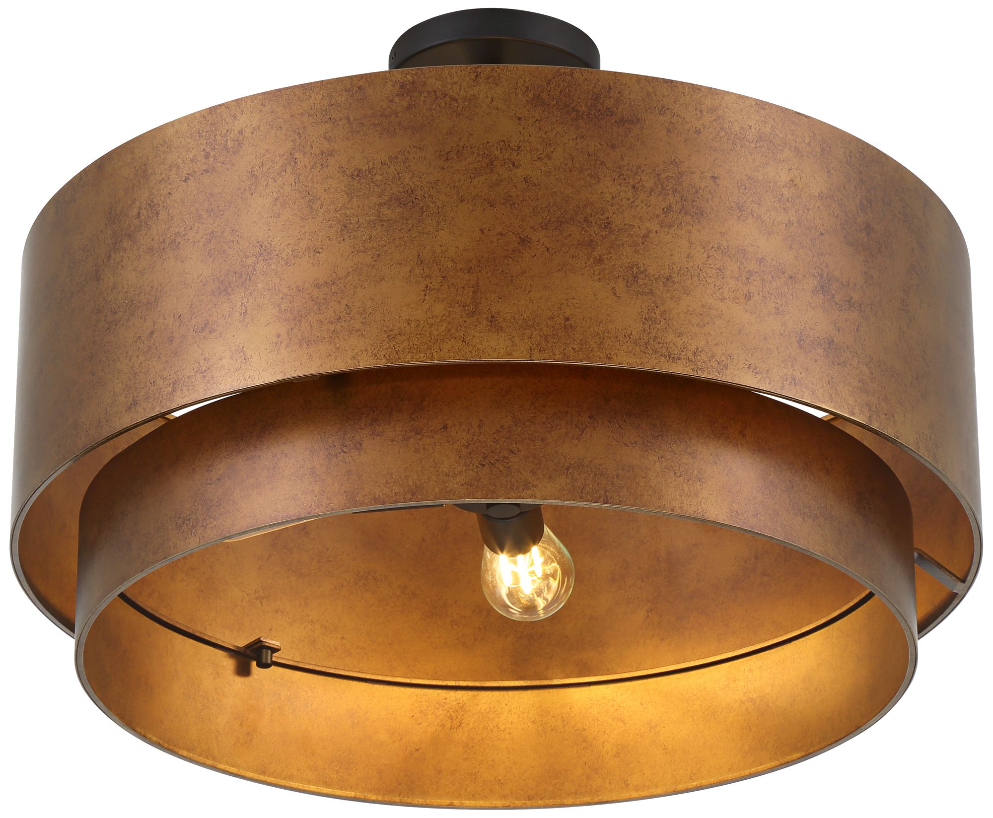 Possini Euro Julian 22" Rustic Bronze Metal Drum 4-Light Ceiling Light in scene