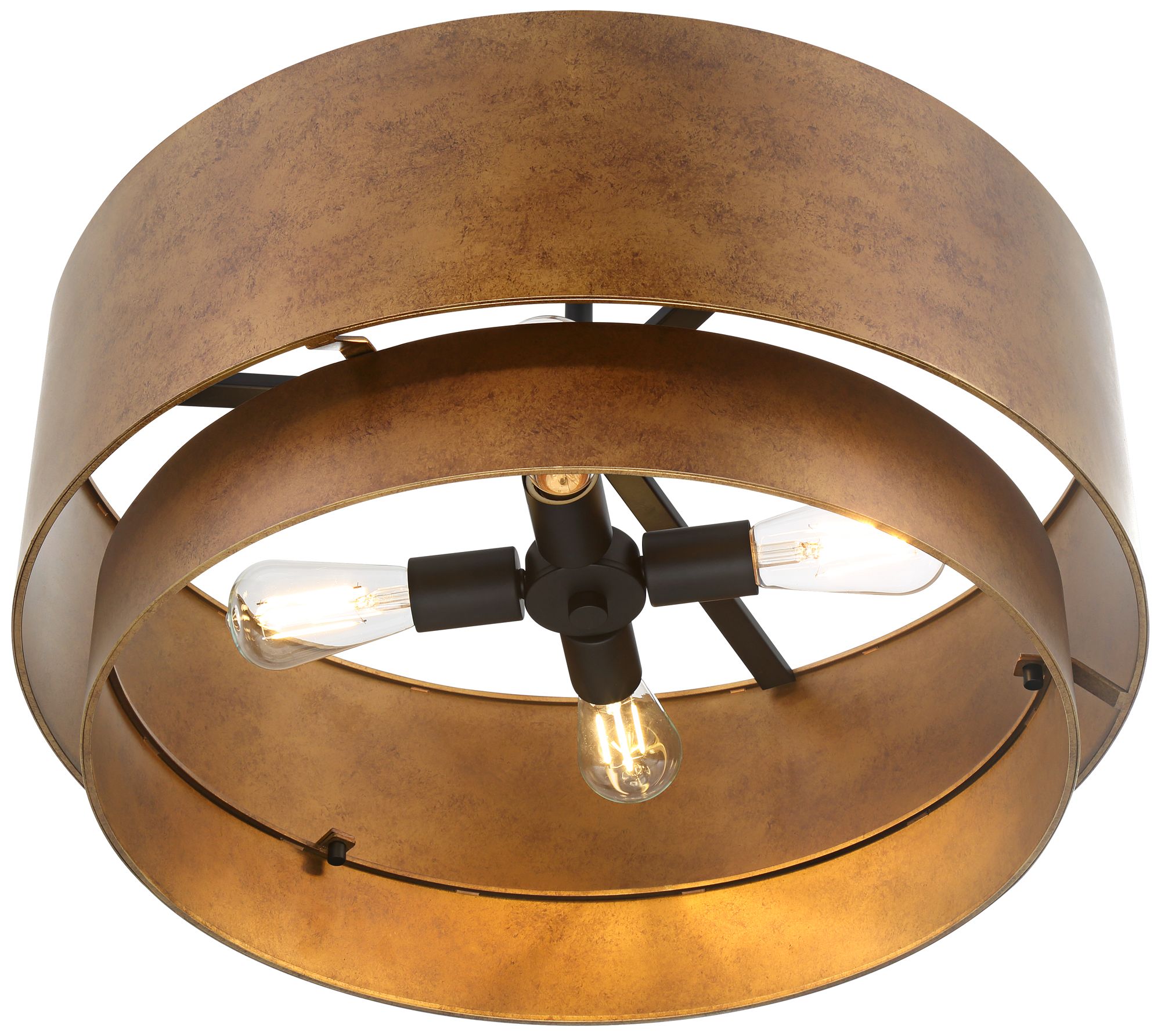 Possini Euro Julian 22" Rustic Bronze Metal Drum 4-Light Ceiling Light in scene
