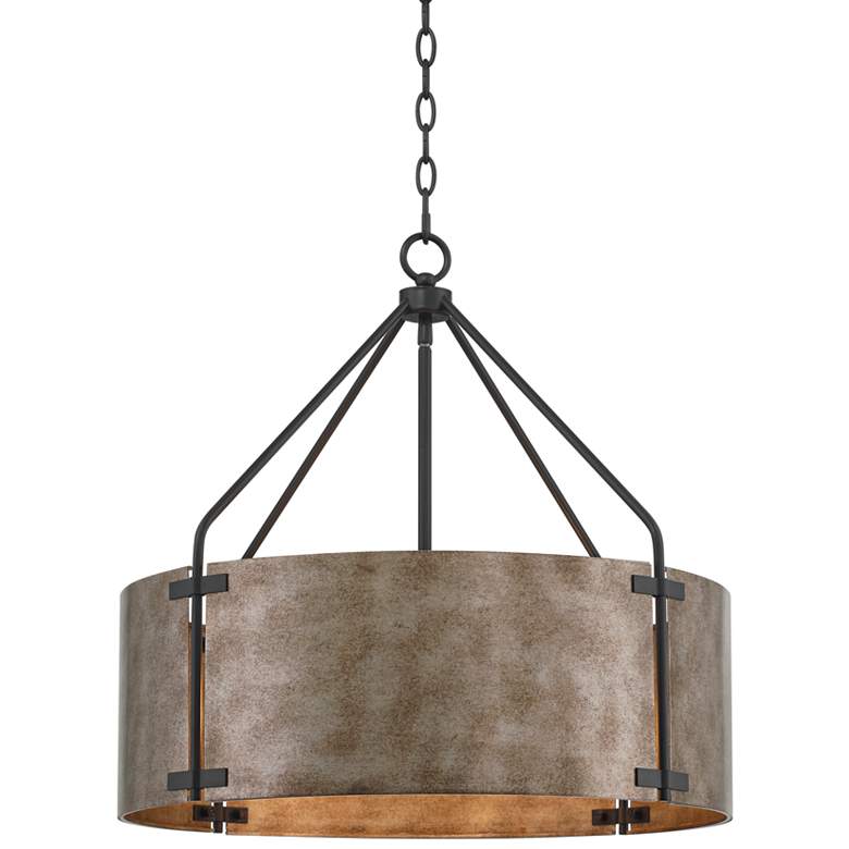 Image 3 Possini Euro Julian 22" Wide Rustic Silver Metal Drum Pendant Light