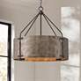 3_Possini Euro Julian 22" Wide Rustic Silver Metal Drum Pendant Light