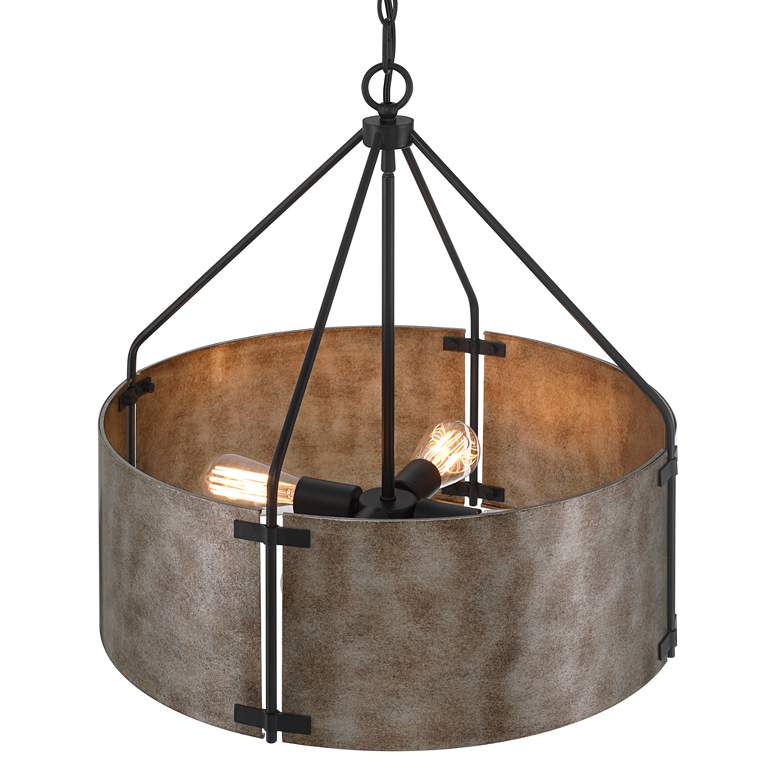 Image 6 Possini Euro Julian 22" Wide Rustic Silver Metal Drum Pendant Light more views