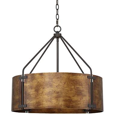 Possini Euro Julian 22" Wide Rustic Bronze Metal Drum Pendant Light