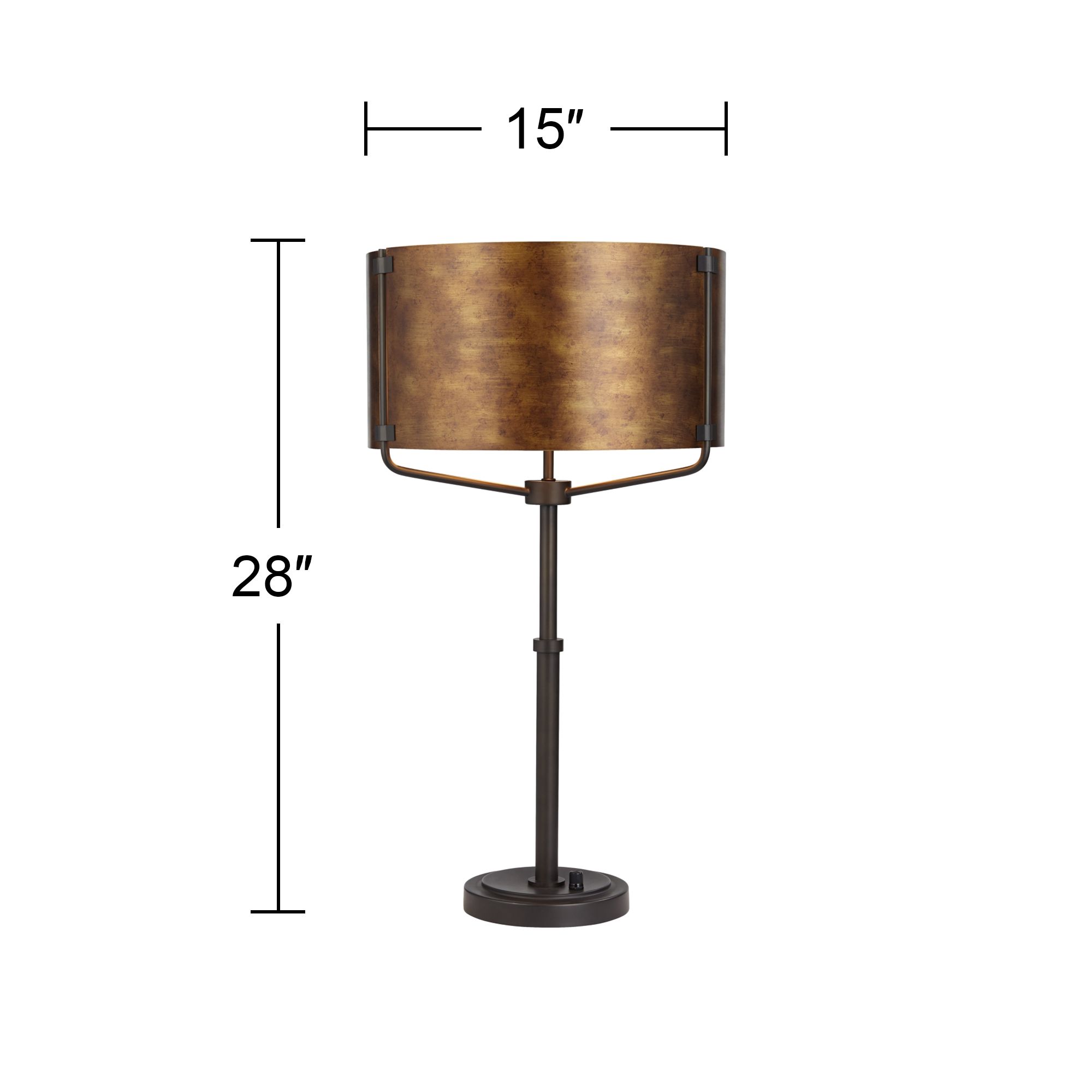 Possini Euro Julian 28" High Rustic Bronze Metal 2-Light Table Lamp