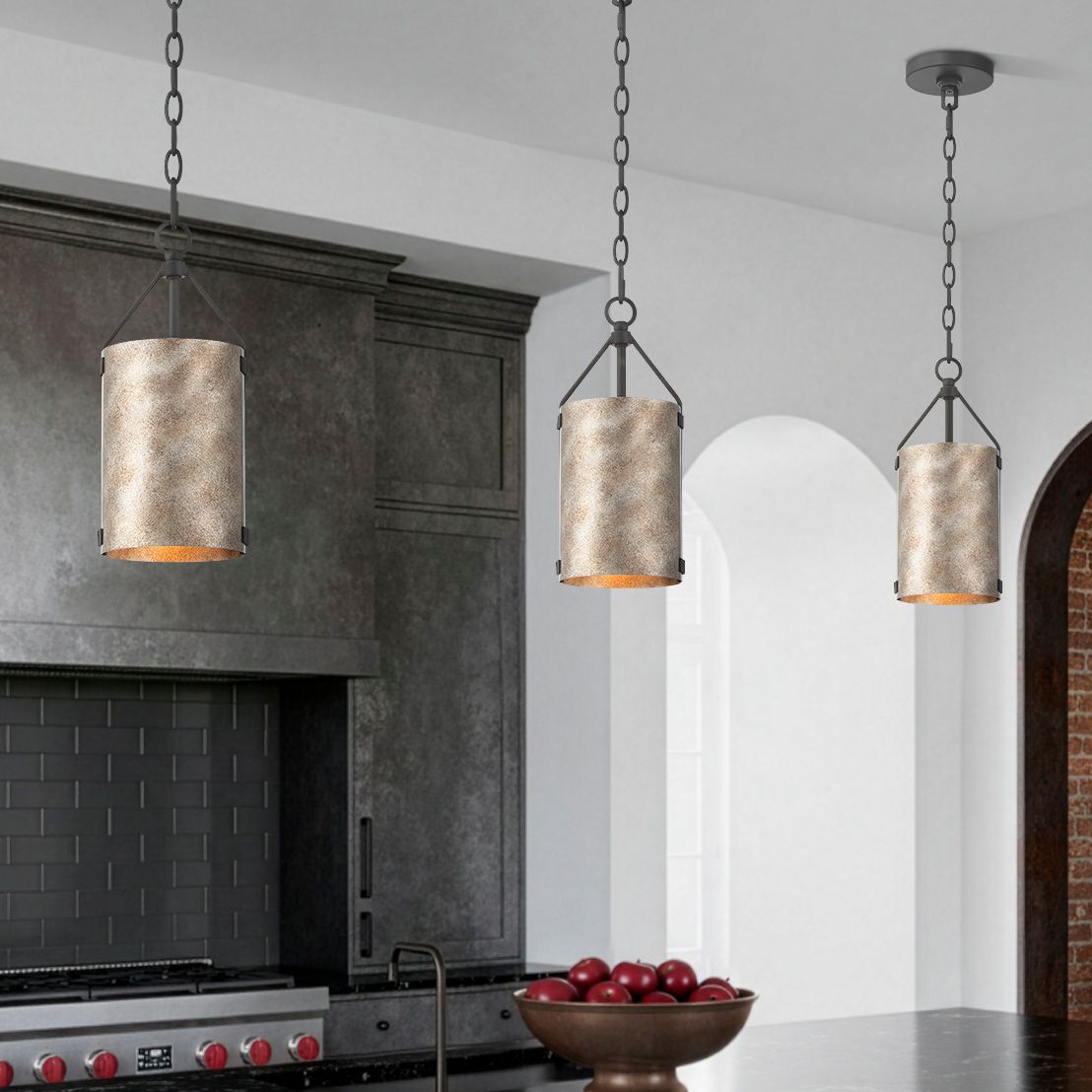 Possini Euro Julian 5 3/4"W Rustic Silver Metal Mini Pendant in scene