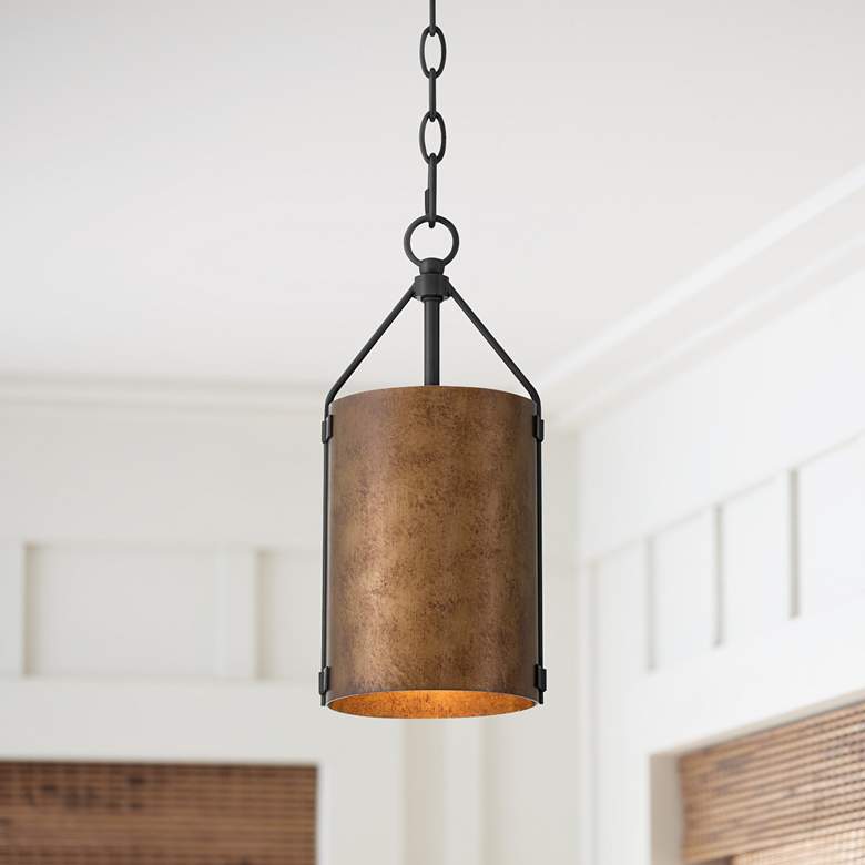 Image 1 Possini Euro Julian 6" Wide Rustic Bronze Mini Pendant