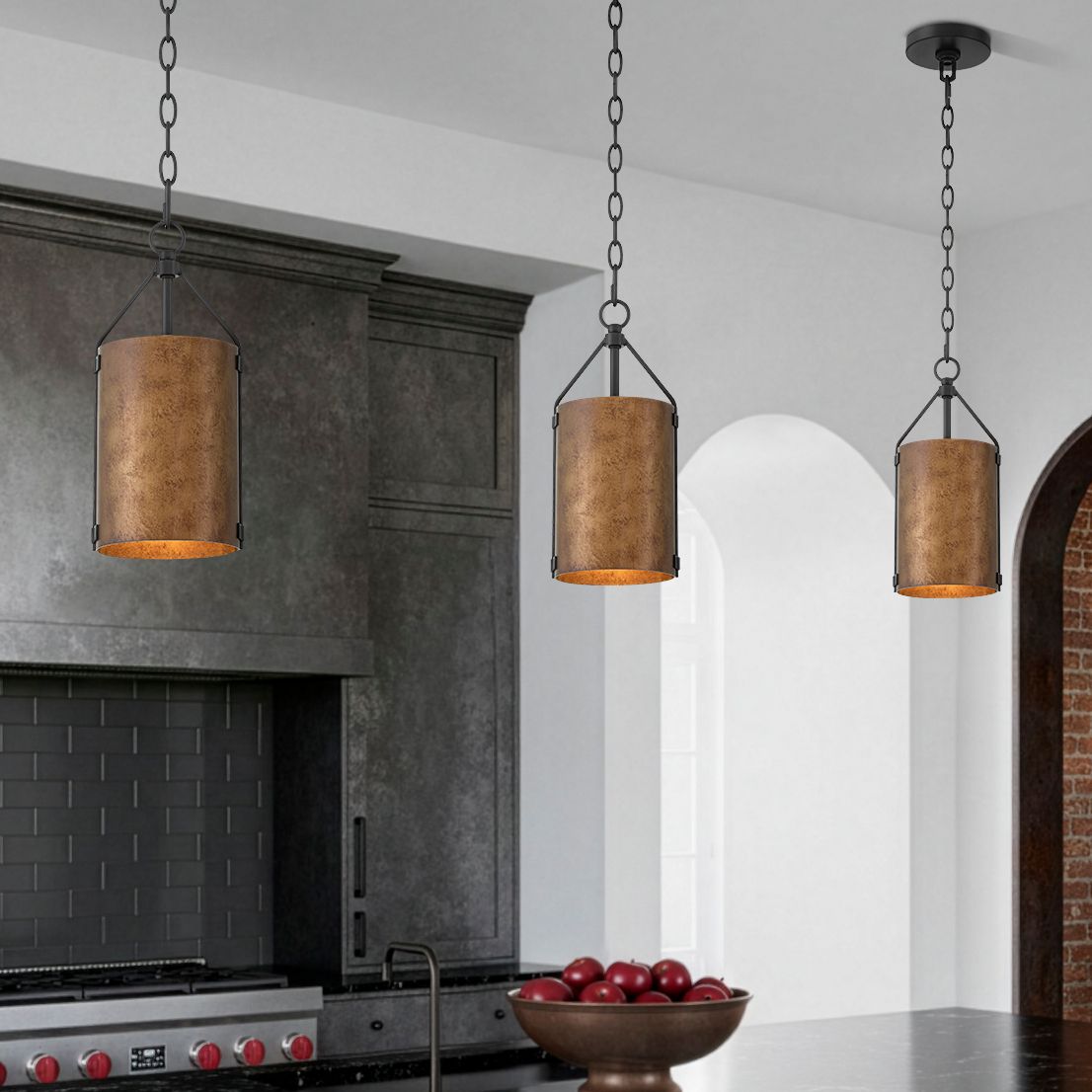 Possini Euro Julian 6" Wide Rustic Bronze Mini Pendant in scene