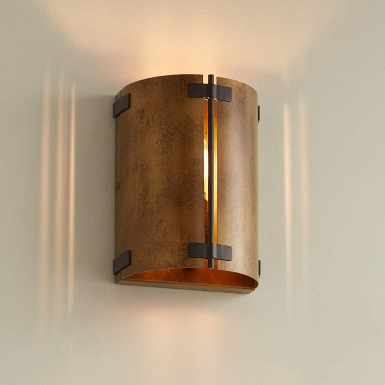 Image 1 Possini Euro Julian 8 1/4" High Rustic Bronze Metal Wall Sconce