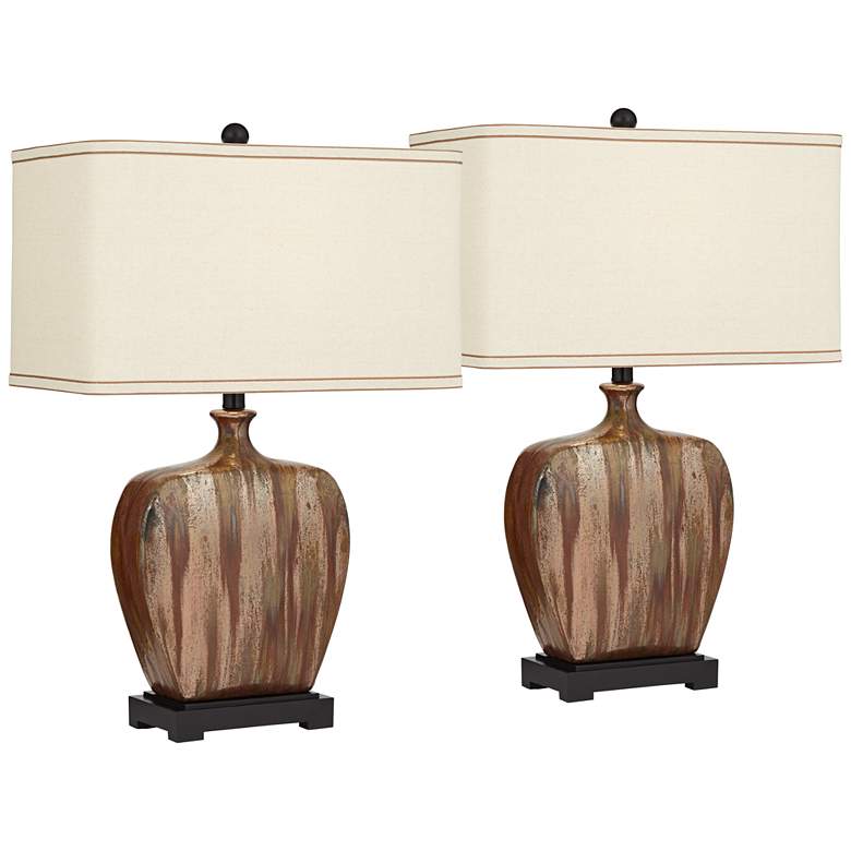 Image 2 Possini Euro Julius 27 inch Copper Drip Modern Ceramic Lamps Set of 2