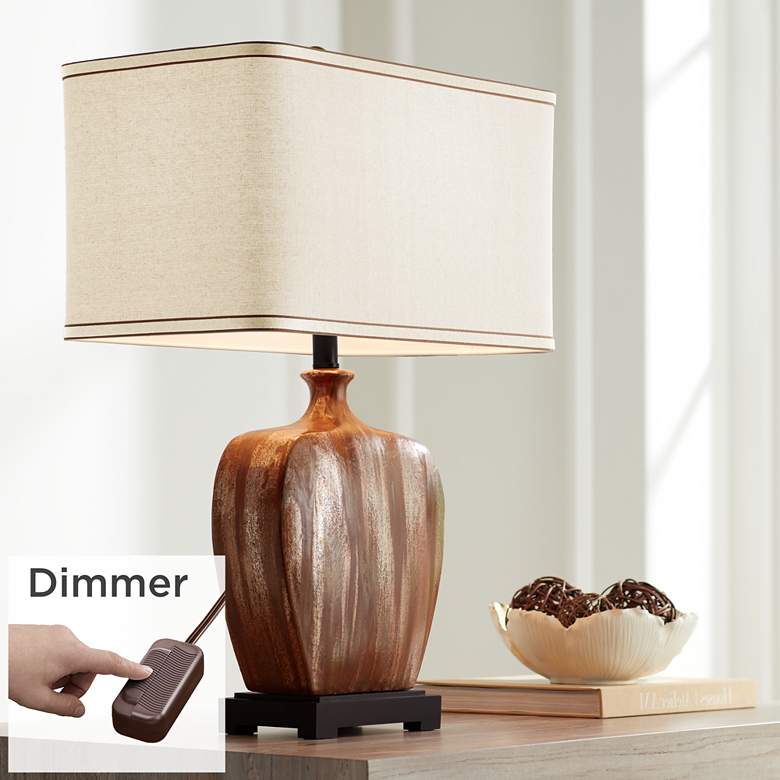 Image 1 Possini Euro Julius Copper Drip Finish Ceramic Lamp with Table Top Dimmer