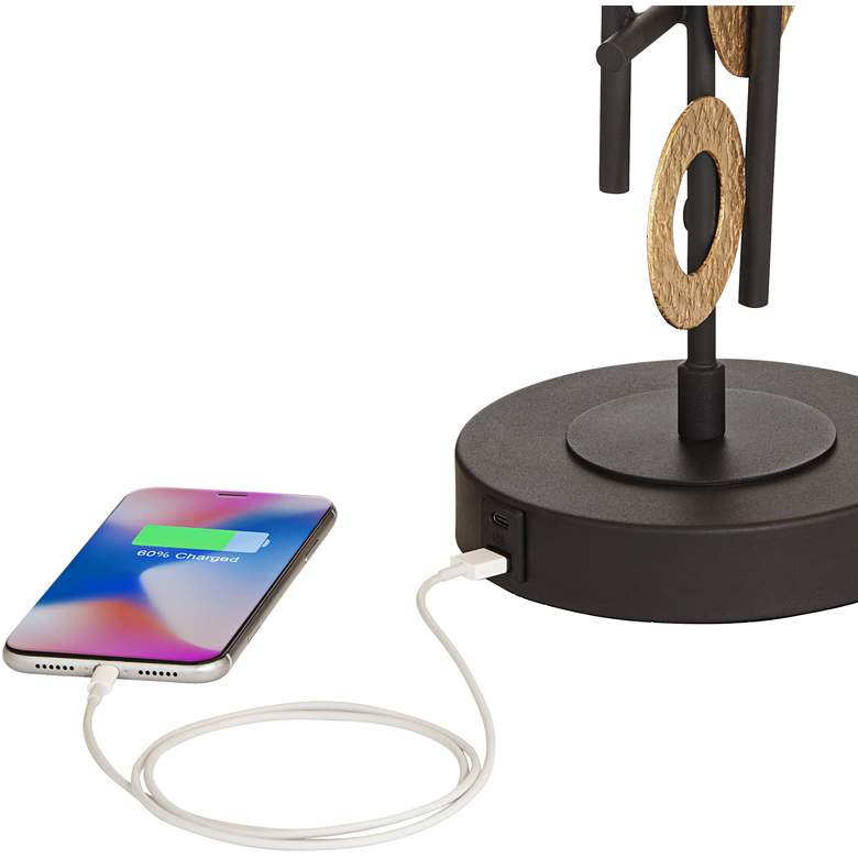 Image 4 Possini Euro Jupiter 30" Geometric Sculpture Dual USB Table Lamp more views