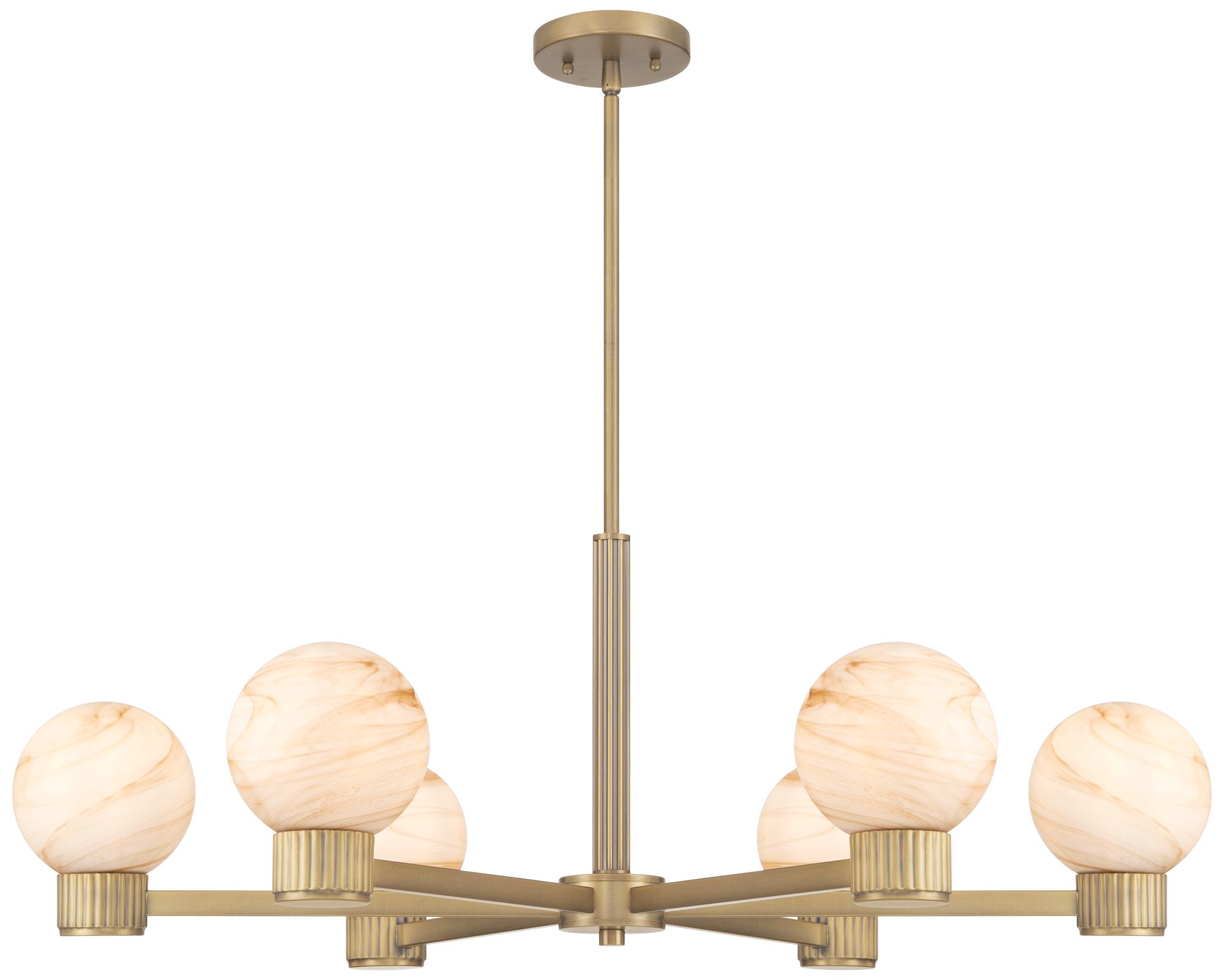 Possini Euro Jupiter 36"W Brass and Glass 6-Light Chandelier in scene