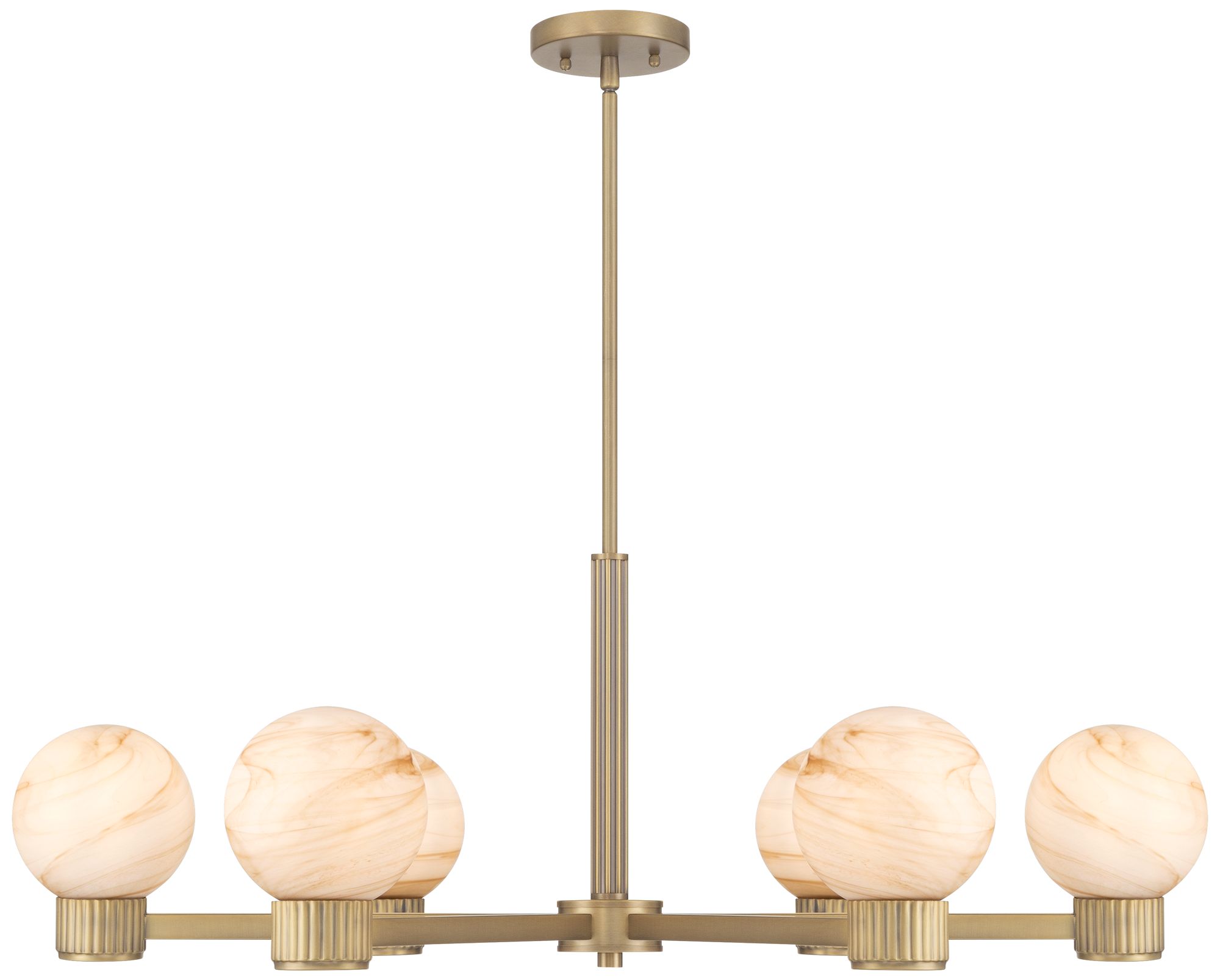 Possini Euro Jupiter 36"W Brass and Glass 6-Light Chandelier in scene