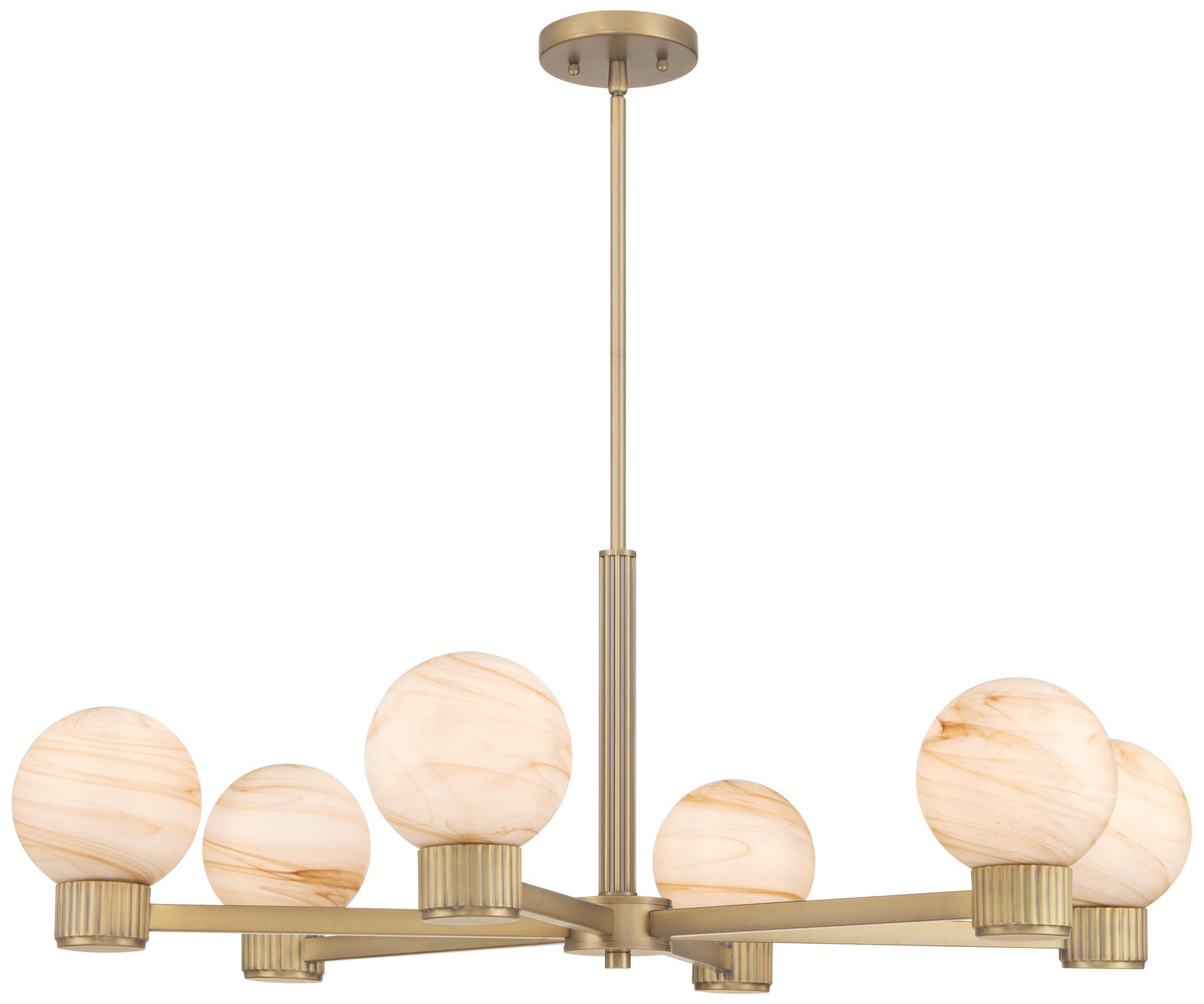 Possini Euro Jupiter 36"W Brass and Glass 6-Light Chandelier in scene