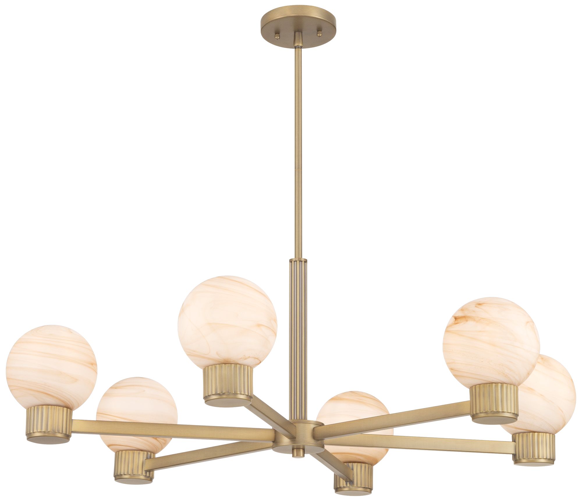 Possini Euro Jupiter 36"W Brass and Glass 6-Light Chandelier in scene
