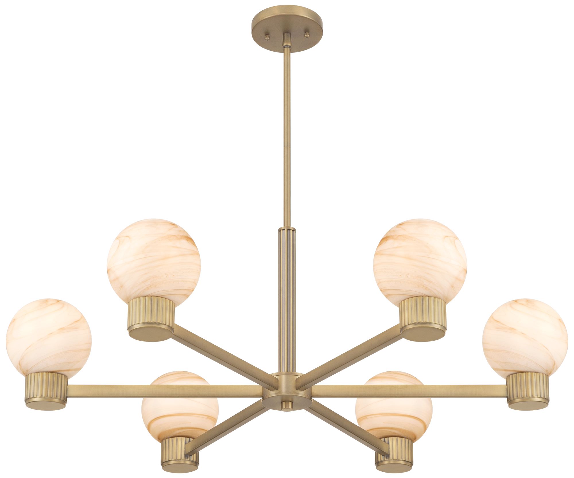 Possini Euro Jupiter 36"W Brass and Glass 6-Light Chandelier in scene