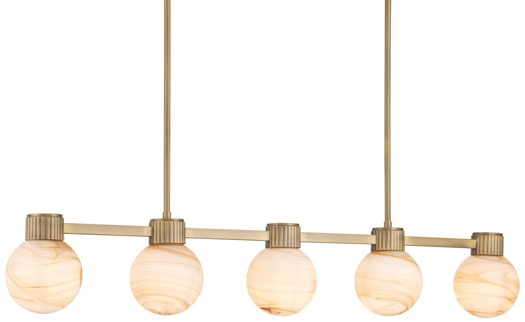 Possini Euro Jupiter 45"W Brass and Glass 5-Light Linear Chandelier
