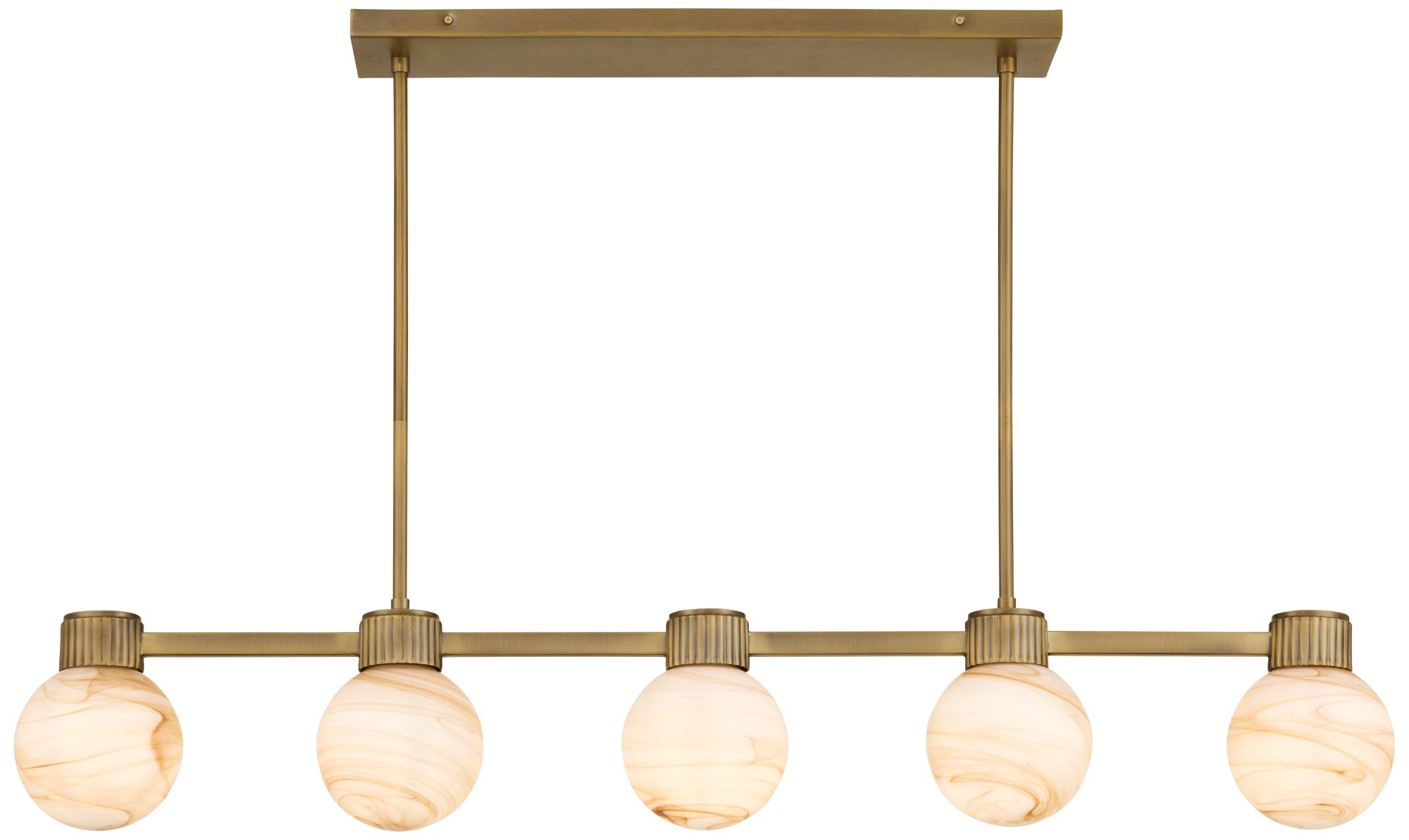 Watch A Video About the Possini Euro Jupiter Brass and Glass 5 Light Linear Chandelier