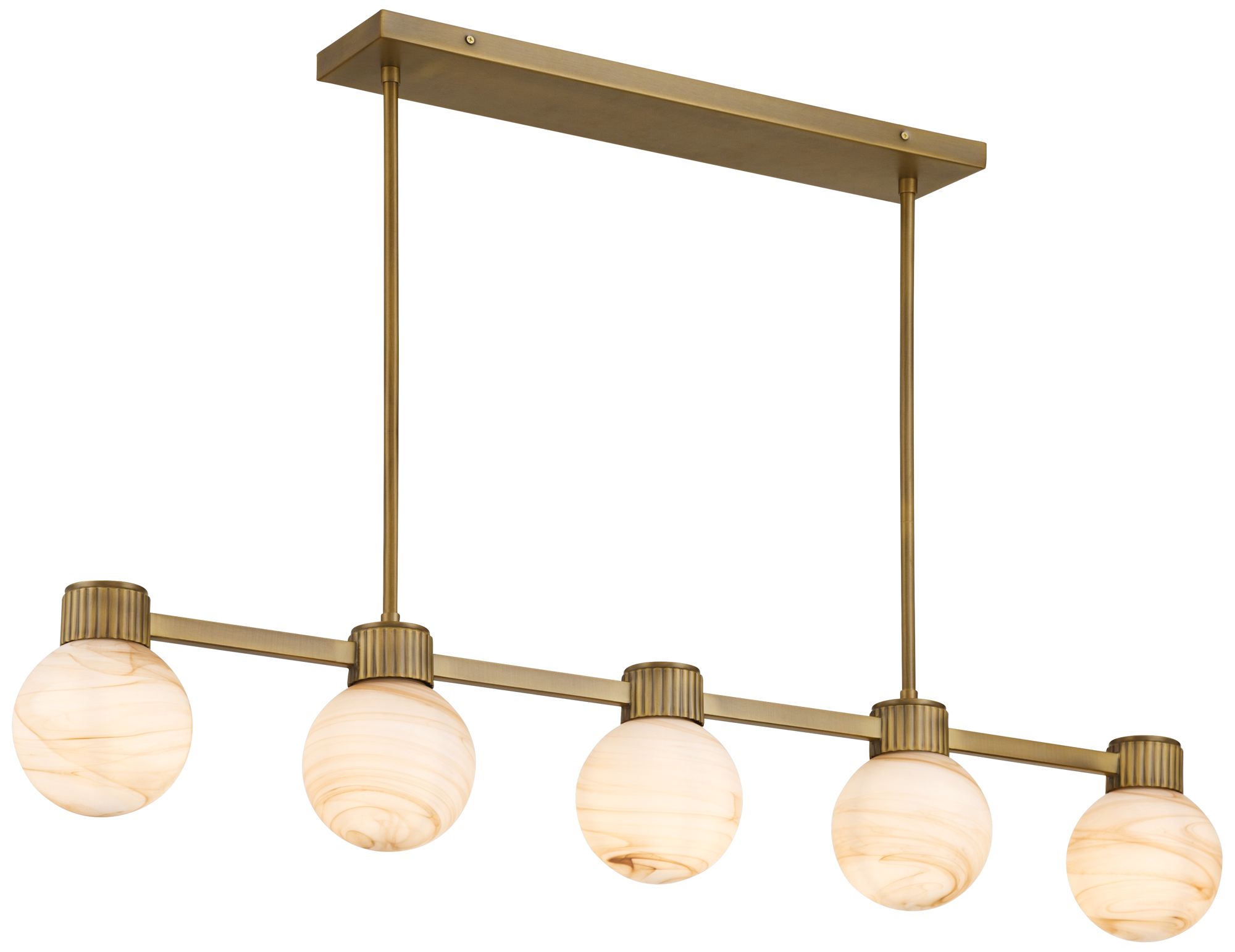 Watch A Video About the Possini Euro Jupiter Brass and Glass 5 Light Linear Chandelier