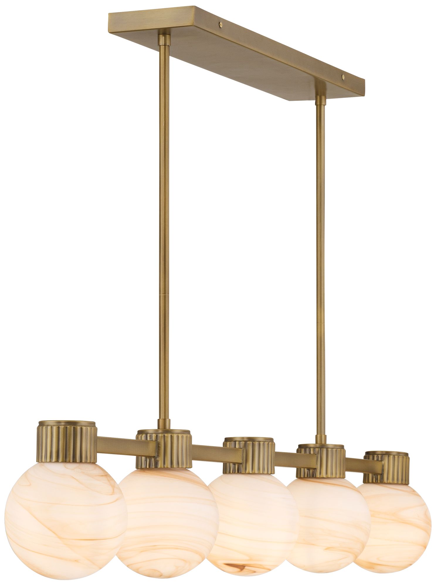 Watch A Video About the Possini Euro Jupiter Brass and Glass 5 Light Linear Chandelier