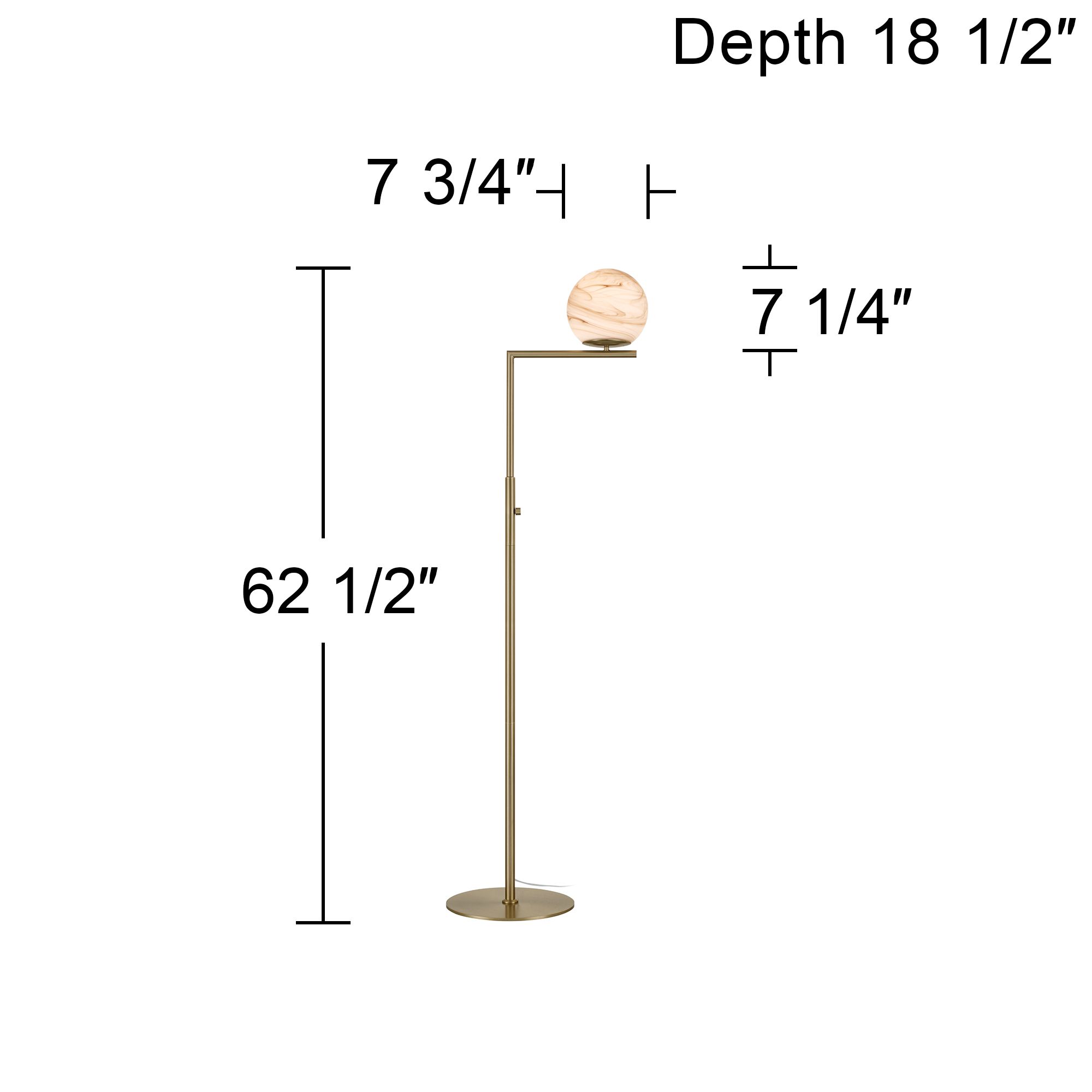 Possini Euro Jupiter 62 1/2" High Soft Brass and Glass Floor Lamp