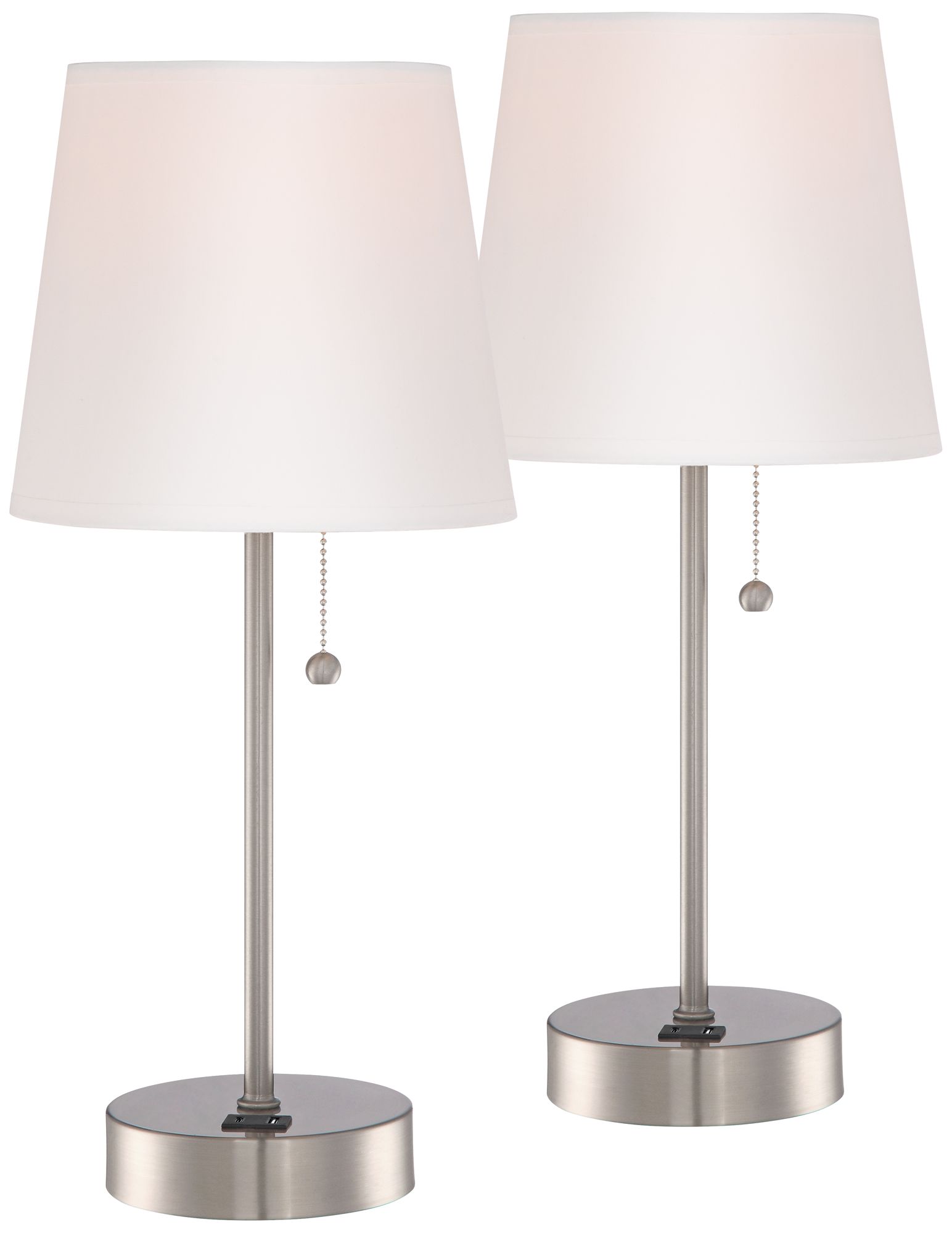 Image 2 Possini Euro Justin 18" Metal Accent USB Lamps Set of 2 with Dimmers